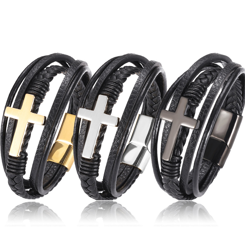 Bracelet acier inoxydable tressé multicouche