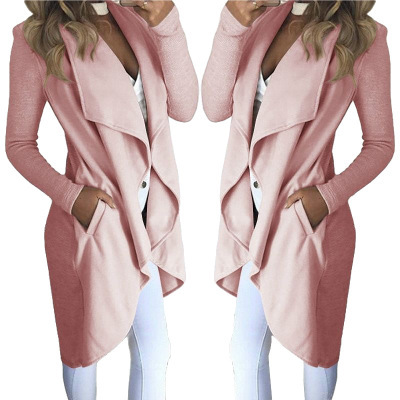 Trench-coat long mince col revers uni