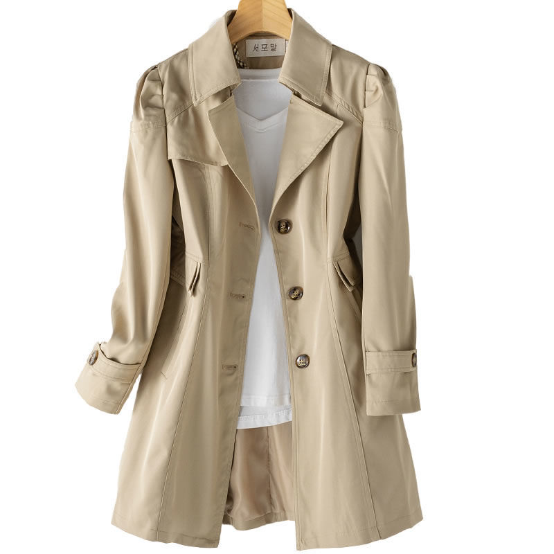 Veste mi-longue coréenne slim éprise-tout manches longues
