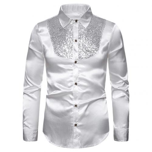 Chemise séquins col chemise manches longues homme