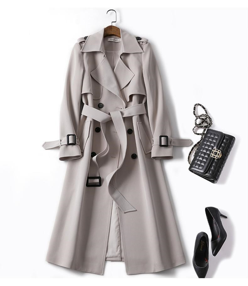 Trench manteau mi-long double boutonnage cravate