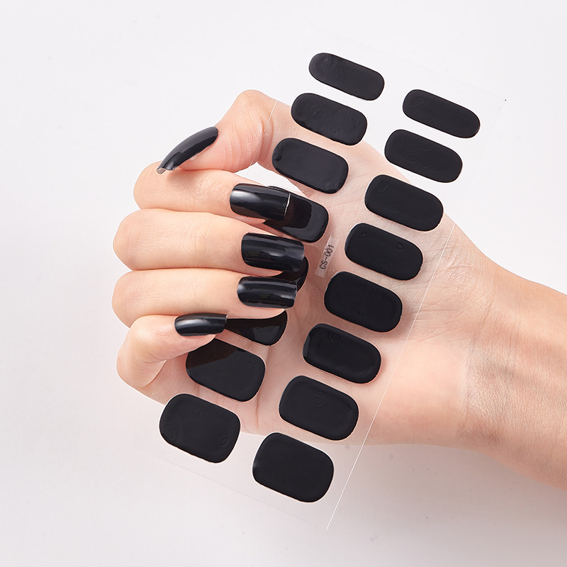 Autocollants ongles couleur pure 16 pièces