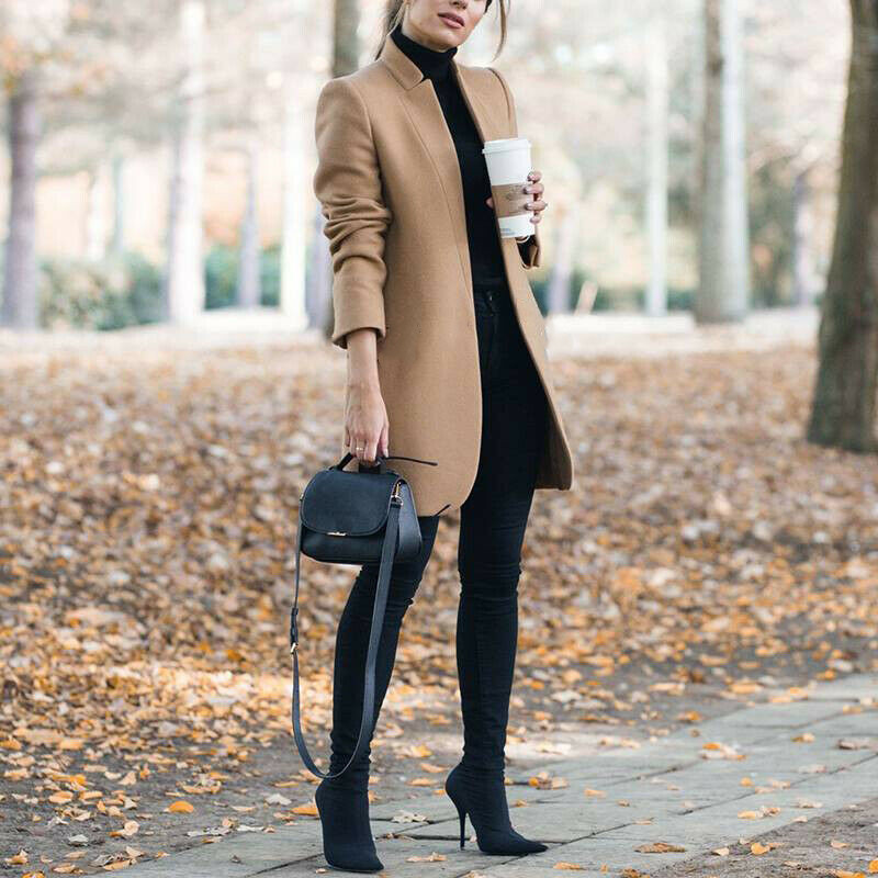 Blazer laine col montant automne hiver mode européenne américaine