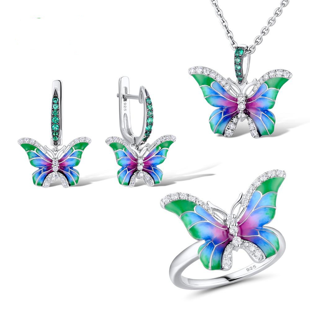 Bague papillon époxy émaillé ensemble