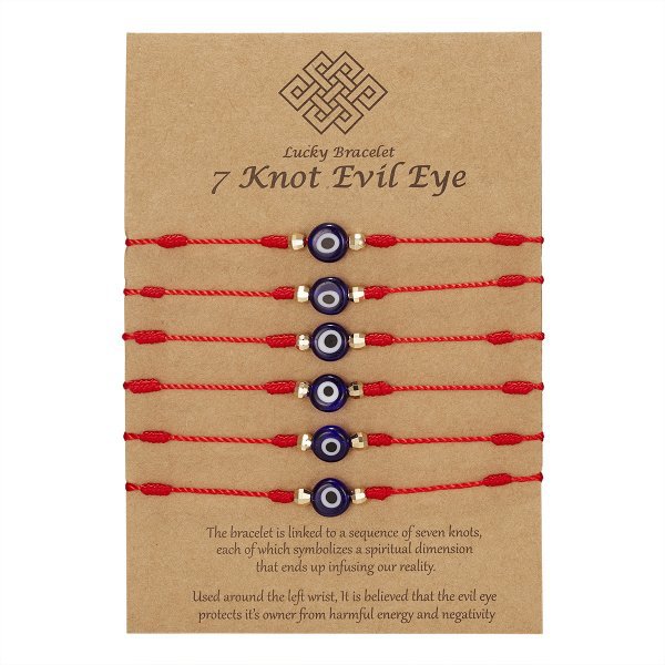 Bracelet œil malveillant 7 nœuds 6 pièces bleu