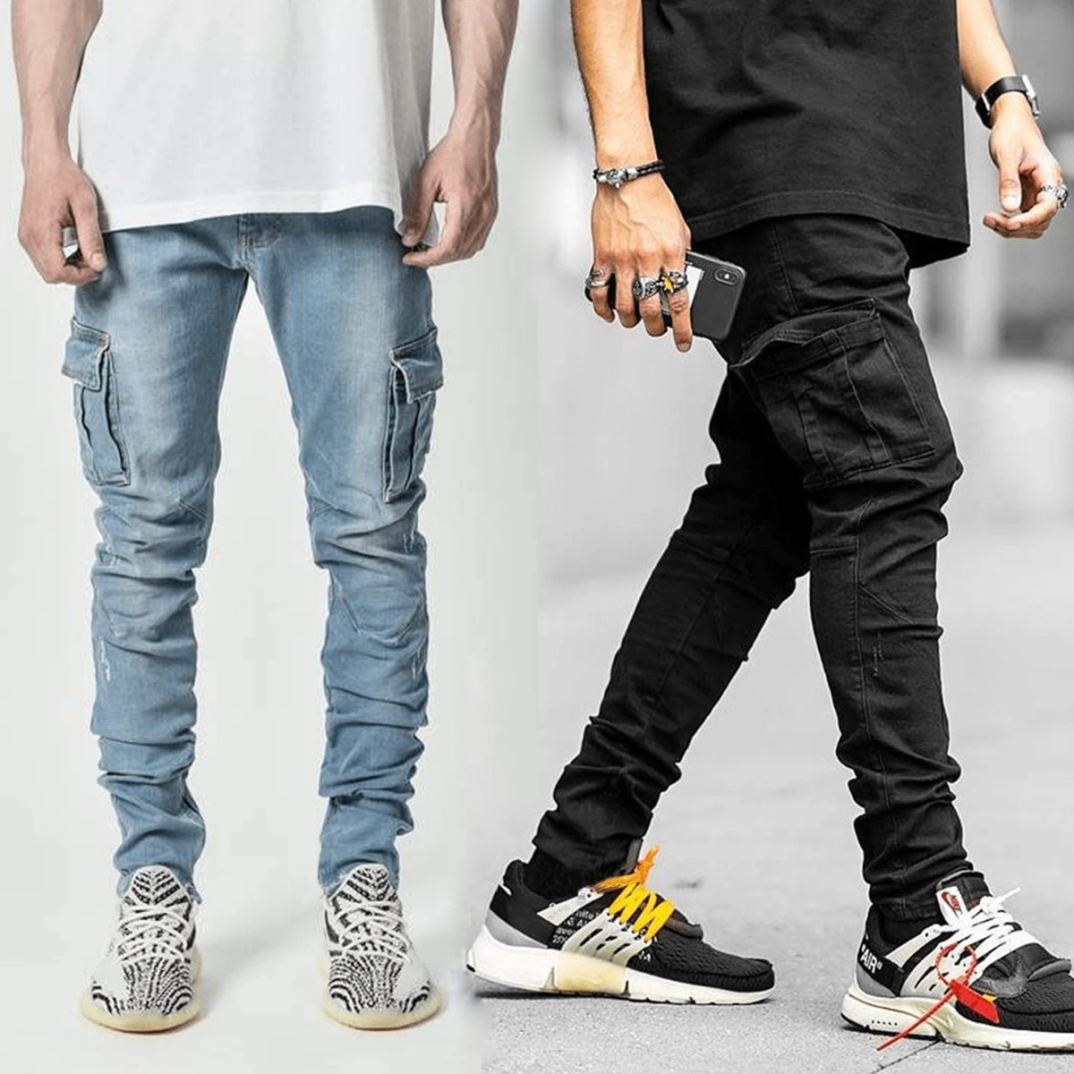 Jean de travail multi-poches tendance pour homme