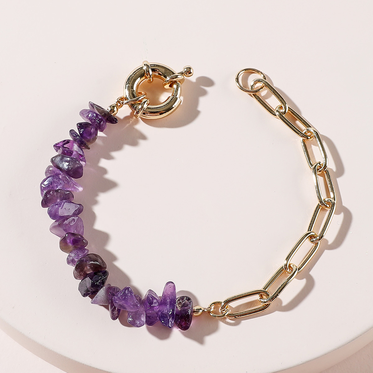 Bracelet chaîne améthyste pierre brute Daiwei Qingdao