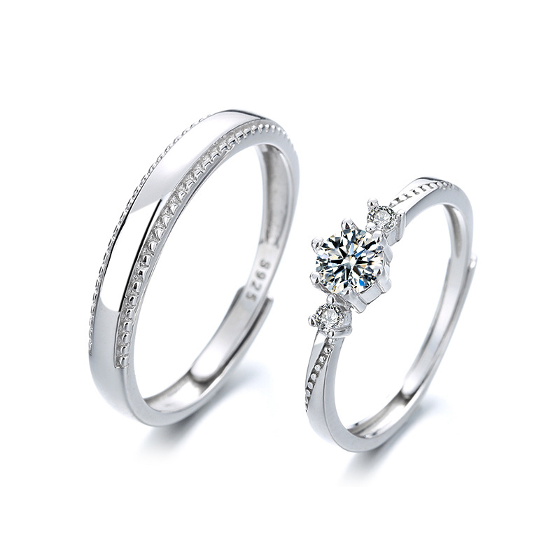 Bagues couple diamantées Coup de foudre