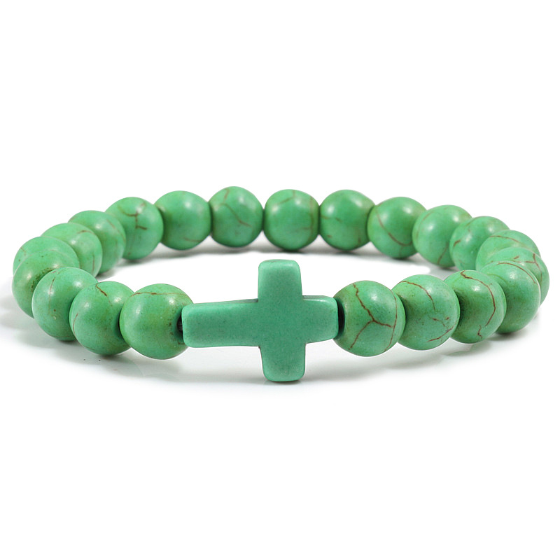 Bracelet croix turquoise bleu