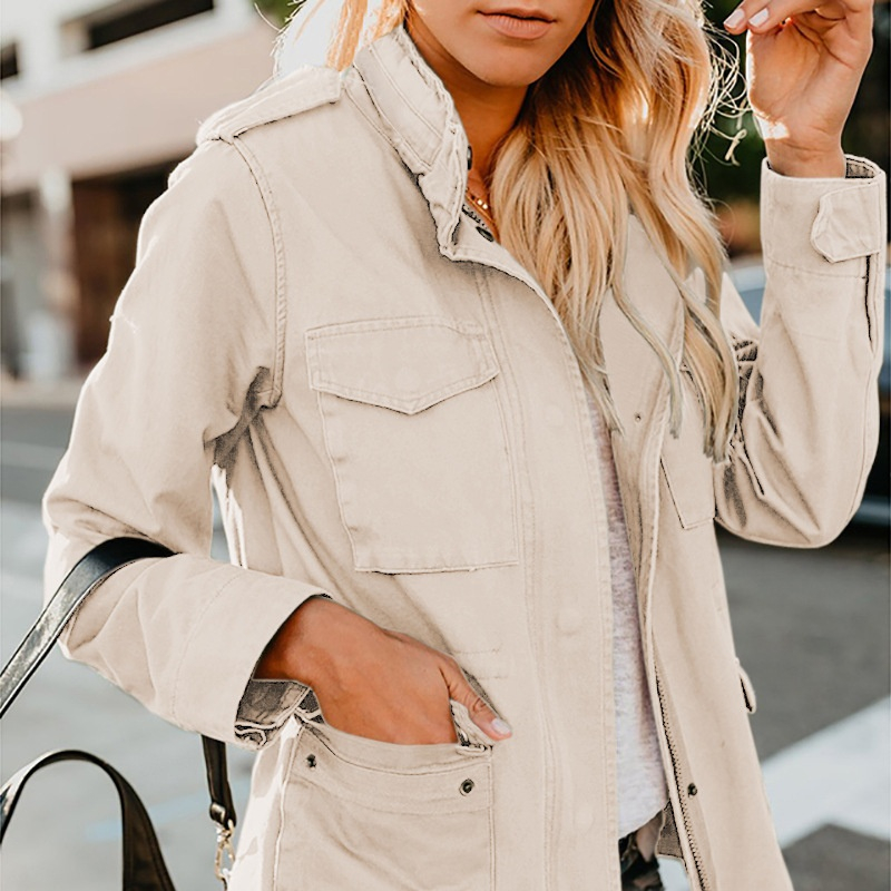 Veston court femme fermeture éclair col revers