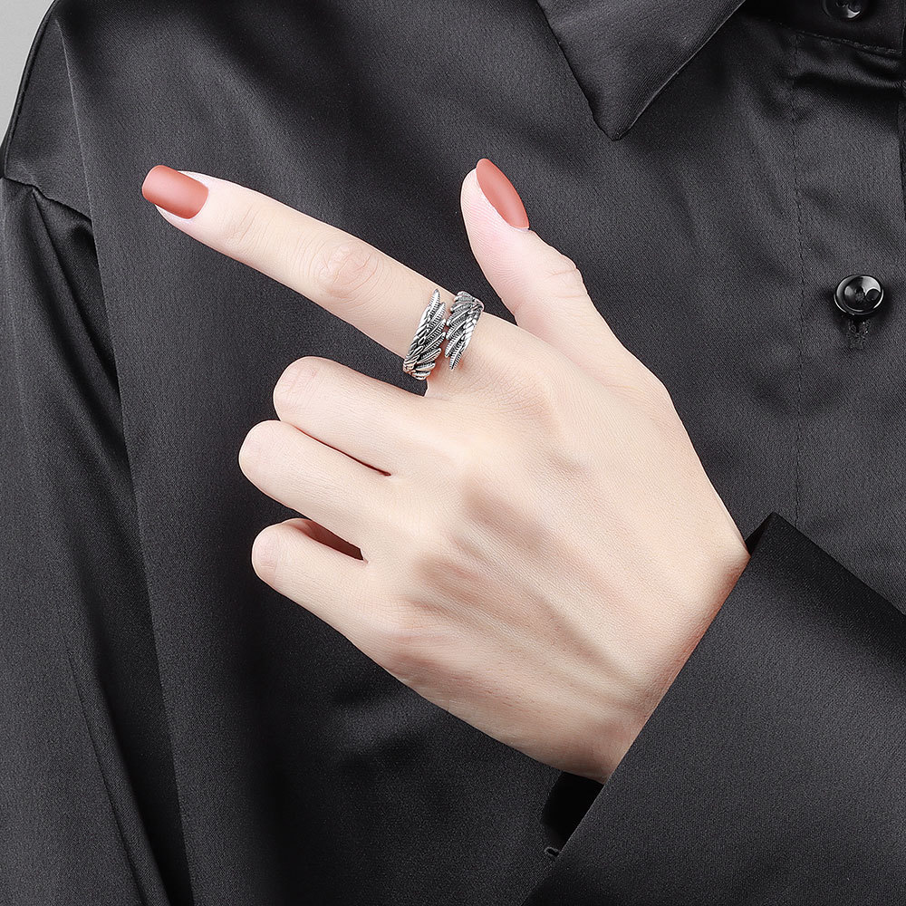 Bague argent couple ailes ange