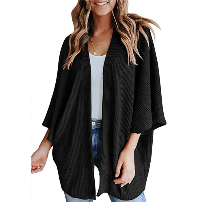 Cardigan femme manches chauve-souris gaufre