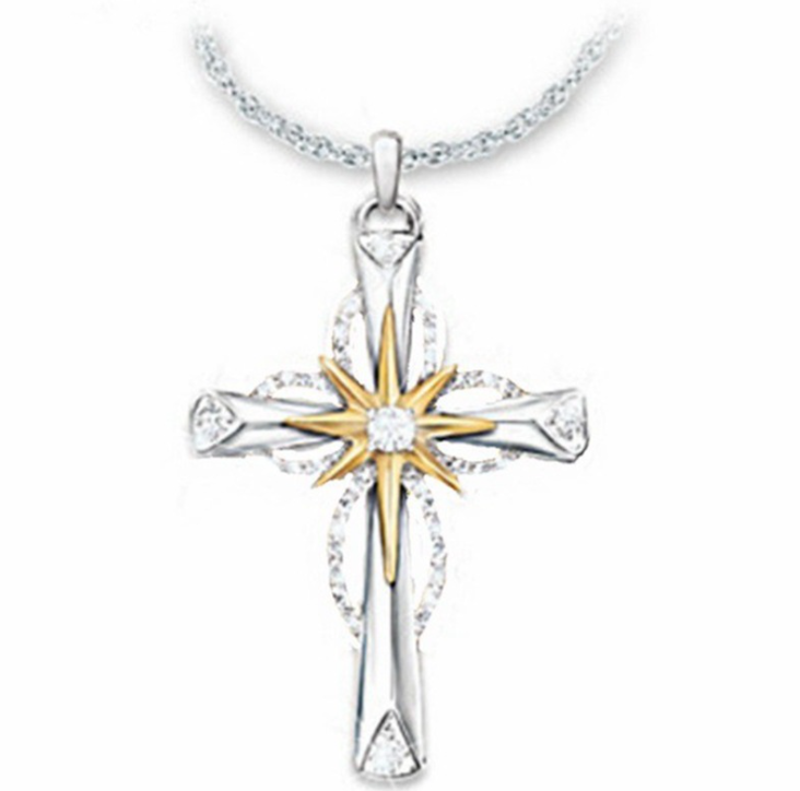 Pendentif étoile octogonale croix alliage