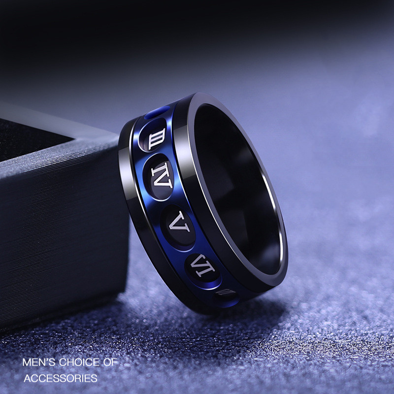Bague acier titane style hip hop minimaliste