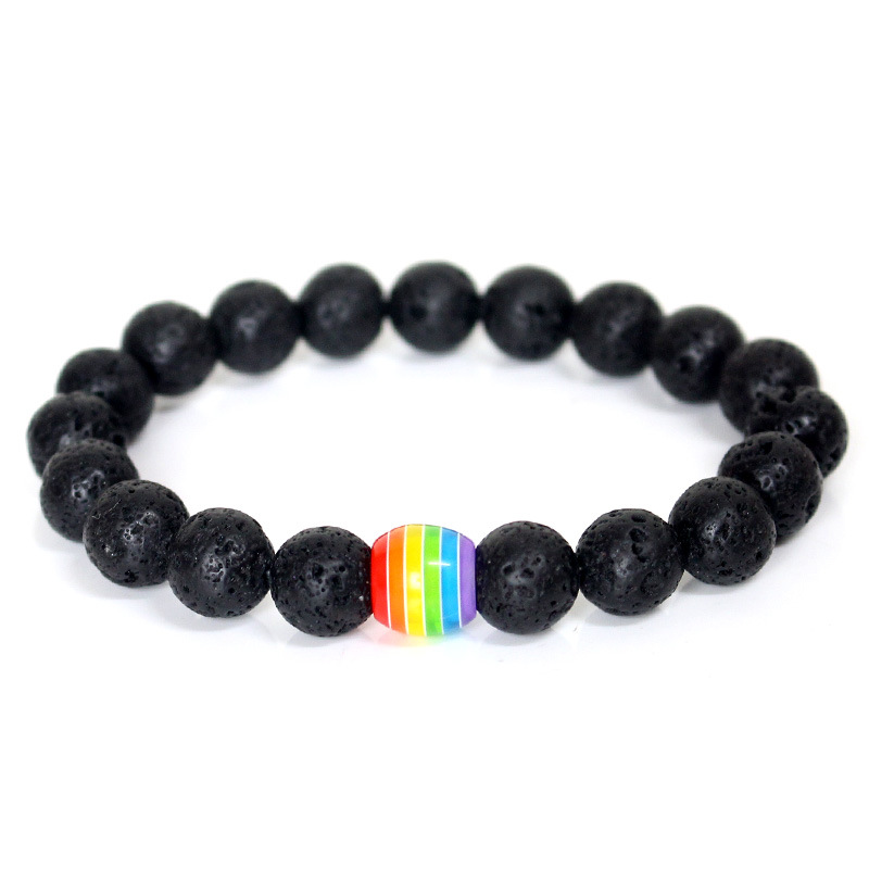 Bracelet perles arc-en-ciel pierre naturelle couple