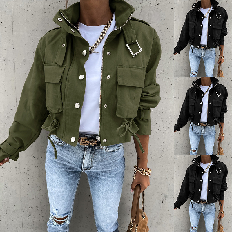 Veste motard cropped femme cuir nouveau