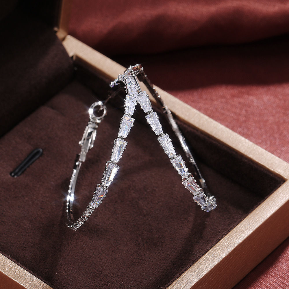 Boucles d'oreilles zircon doré femme européen