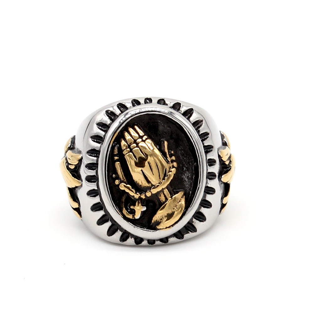 Bague titanium acier colombe paix