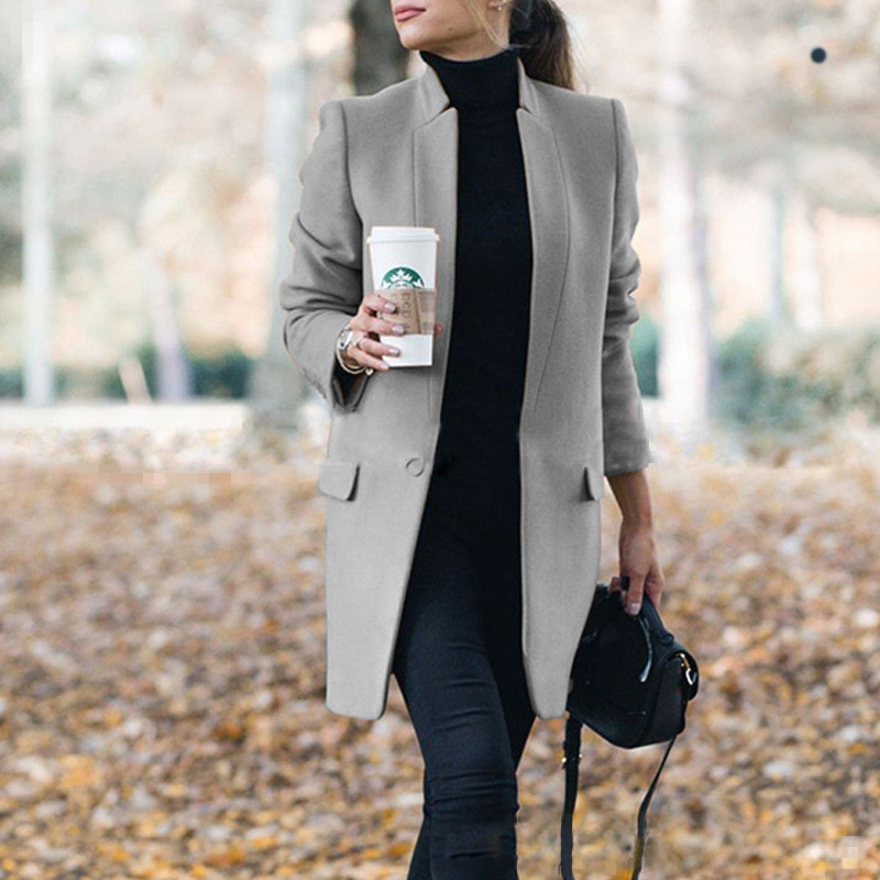 Manteau laine col montant ajusté femme