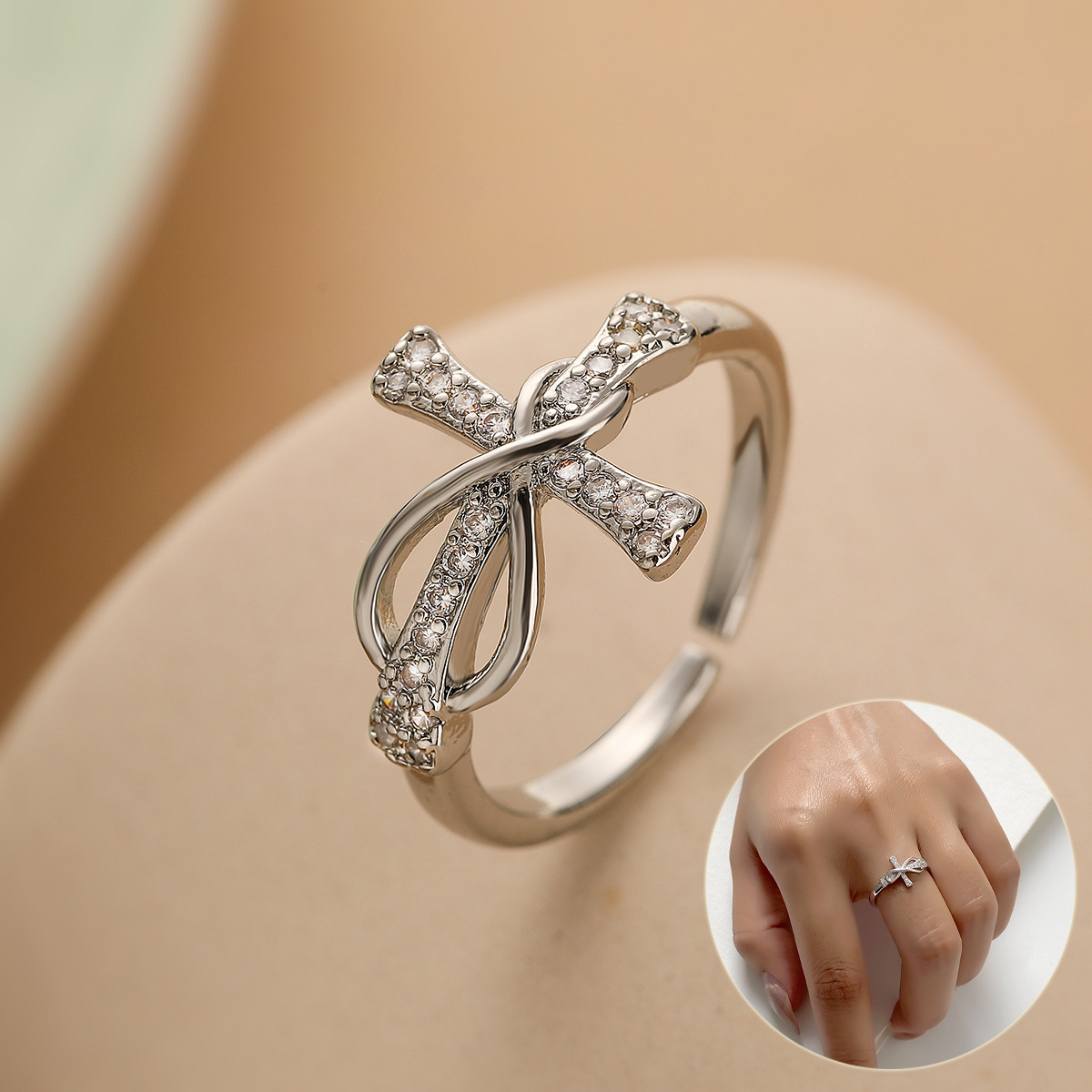 Bague Cuivre Assortie Couleur Croix Femme Fille Soirée