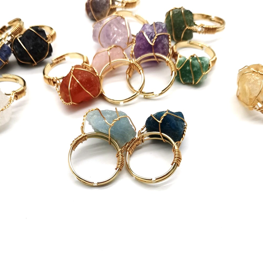 Bague agate pierre brute enrobée style