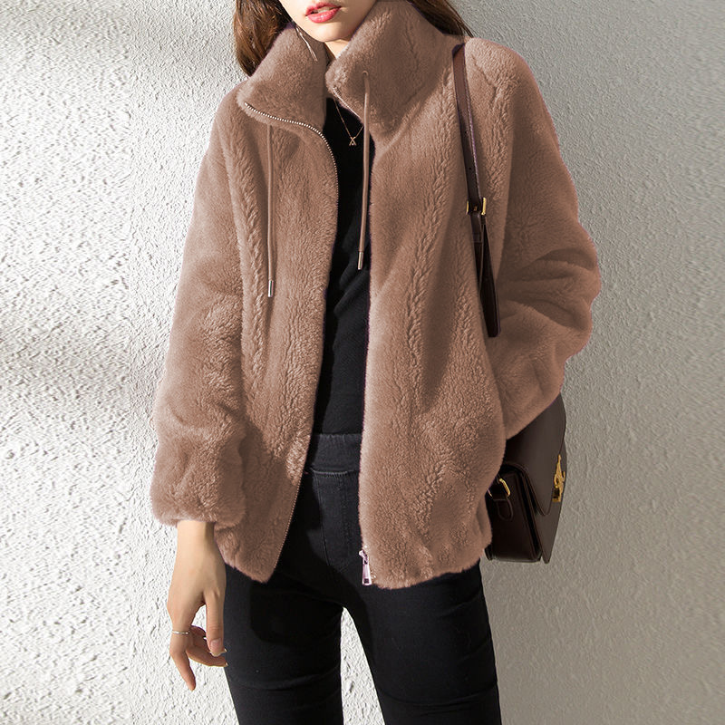 Cardigan col montant laine polaire femme