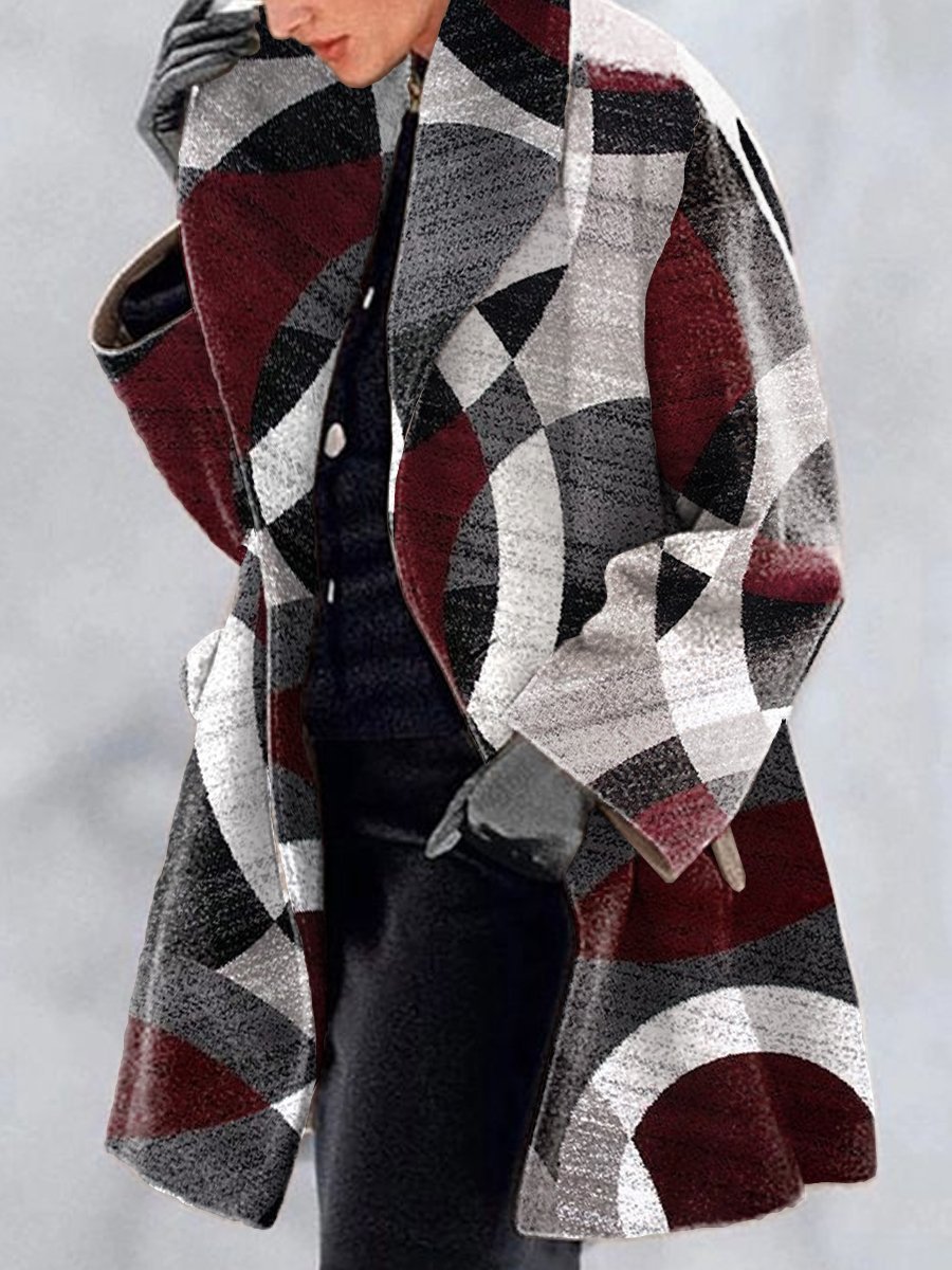 Veste laine rétro imprimée femme