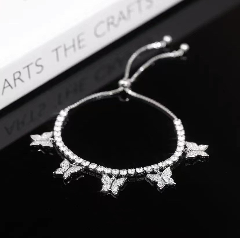 Bracelet papillons, zircons micro-serti, luxe discret