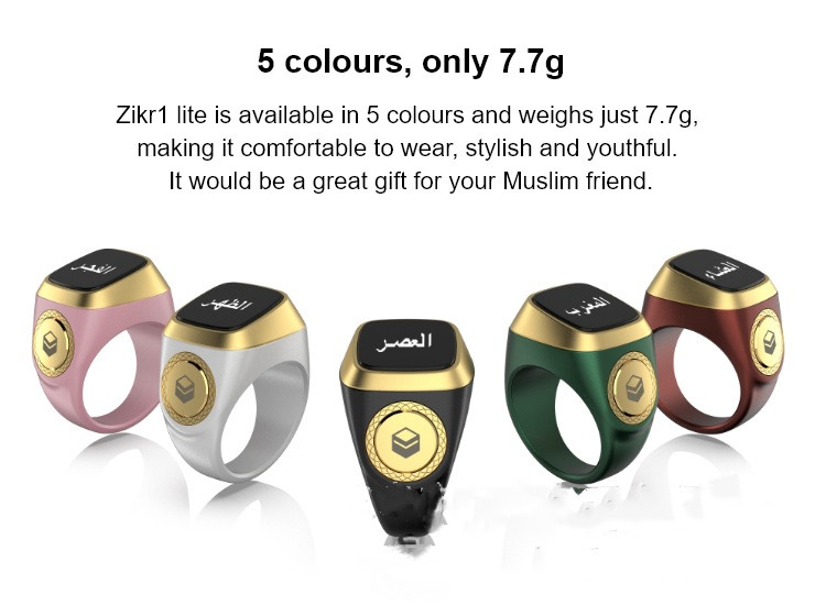 Bague intelligente musulmane avec fonction Tasbih