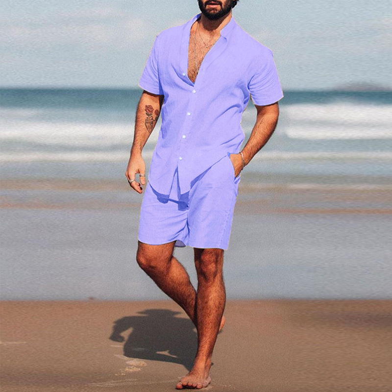 Chemise basique deux pièces homme couleur unie