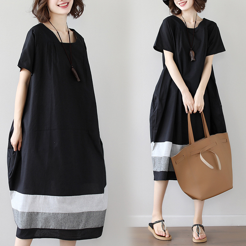 Robe coton-lin grande taille femme