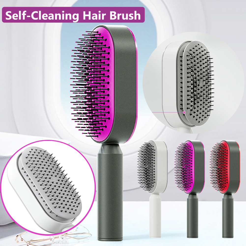 Brosse cheveux autonettoyante massage cuir chevelu antistatique