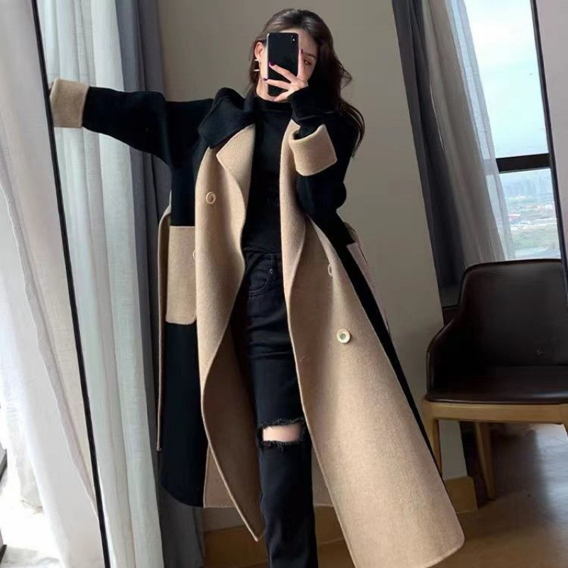 Manteau long polaire double face
