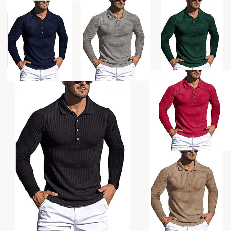Polo manches longues stretch rayé sport homme