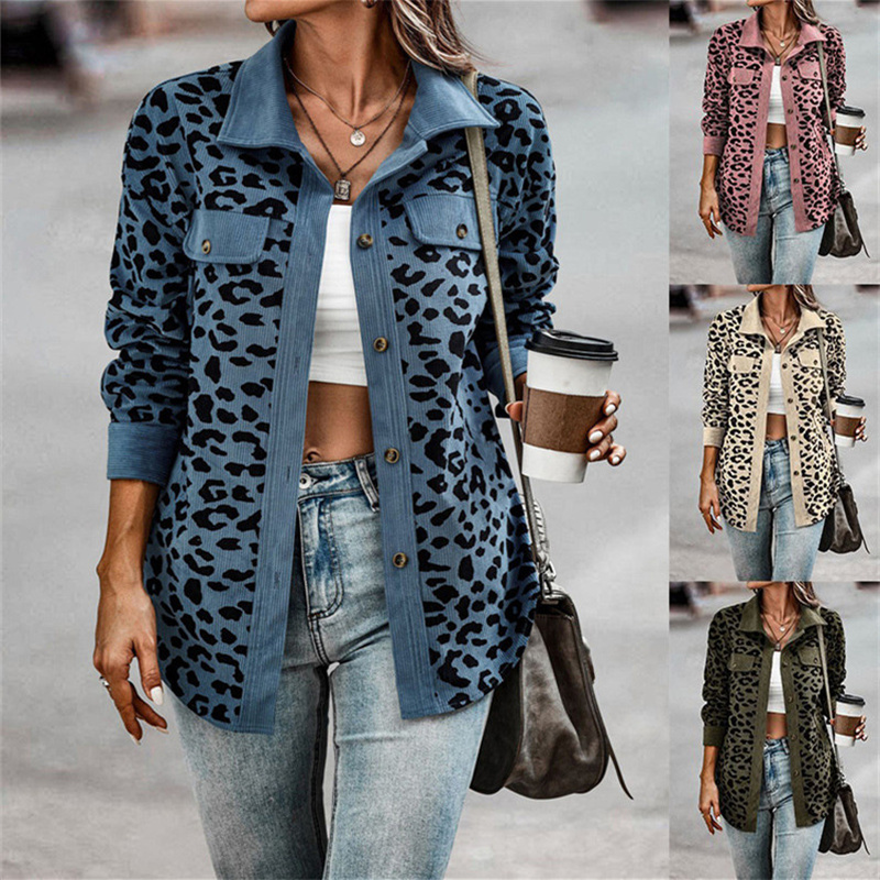 Veste femme imprimé léopard manches longues mode