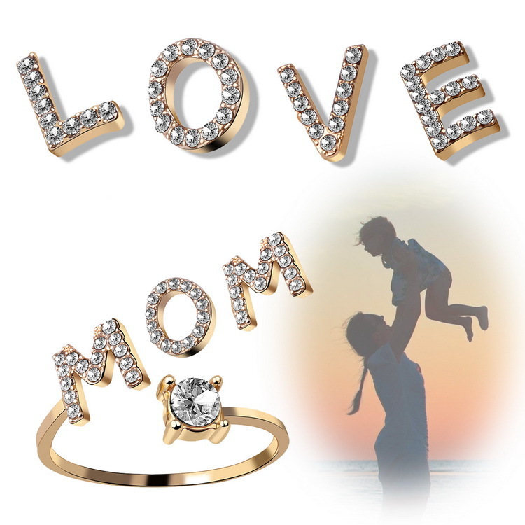 Bague initiale 26 lettres ajustable mode femme