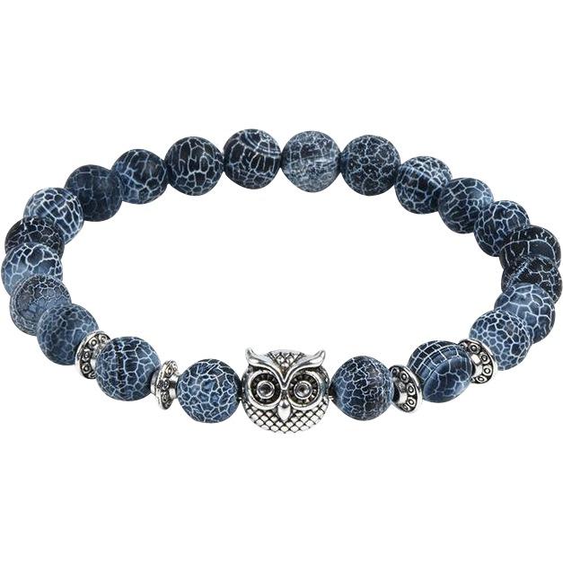 Bracelet yoga pierre naturelle tête chouette