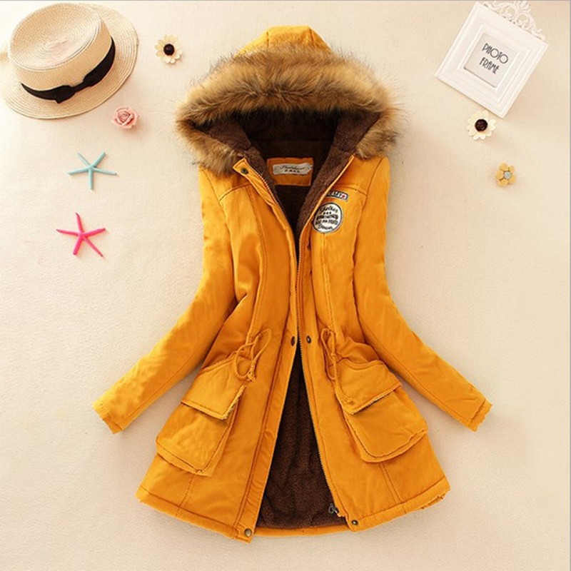 Manteau rembourré coton femme col laine long