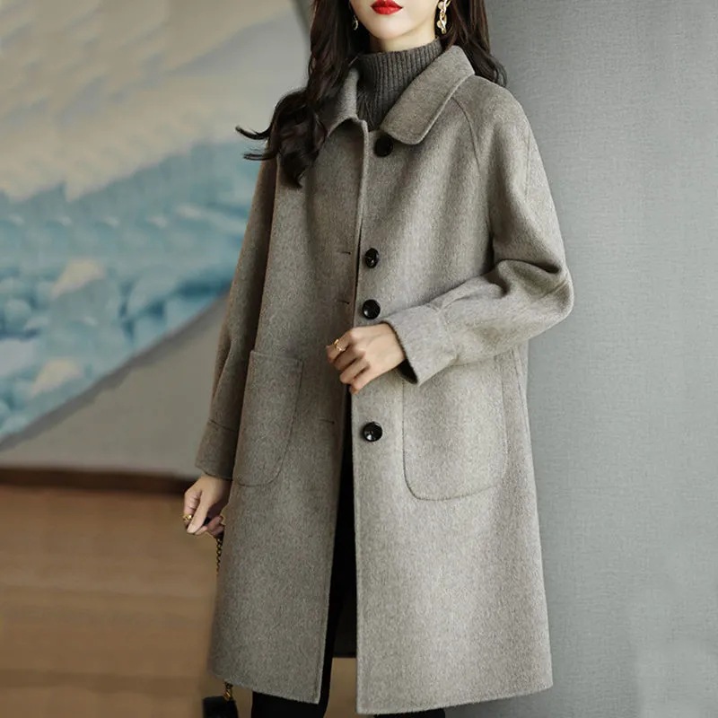 Manteau long mince coréen automne-hiver slim élégant