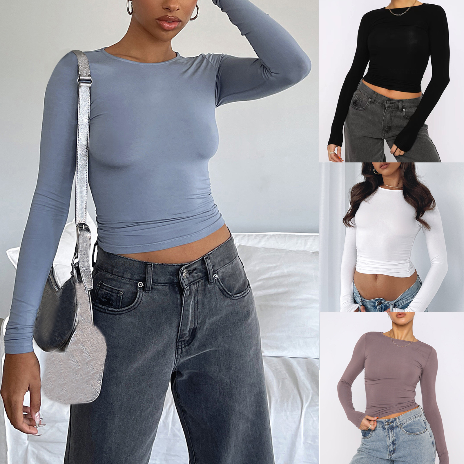 Chandail femme slim manches longues pull casual