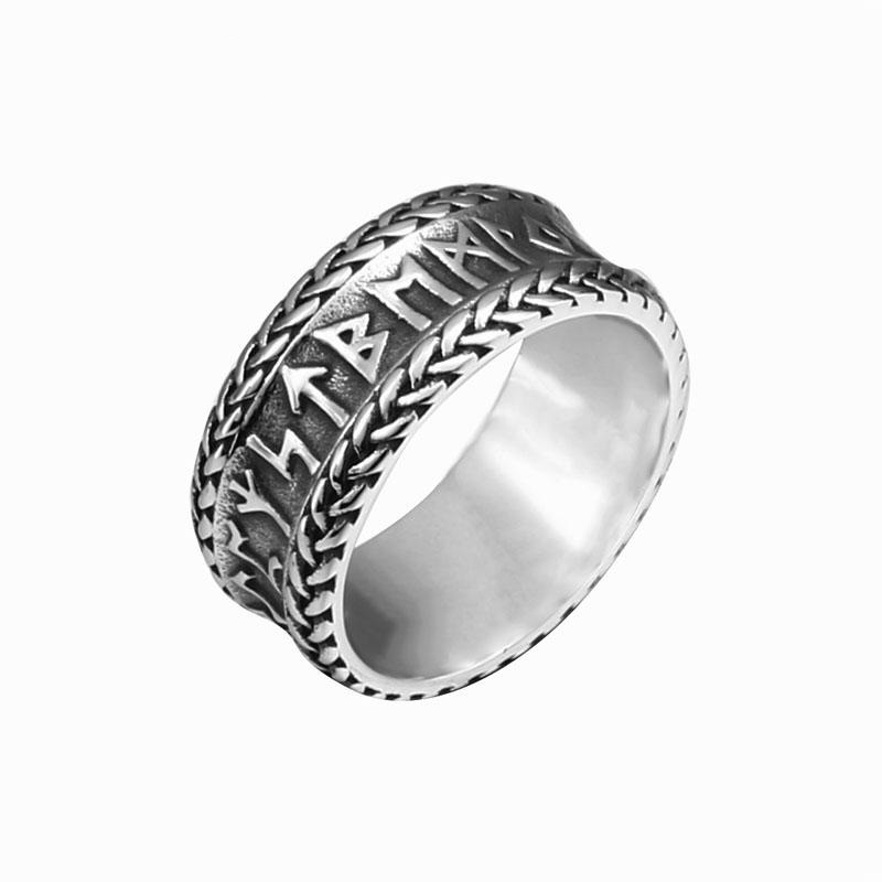 Bague titane acier viking lettre vintage