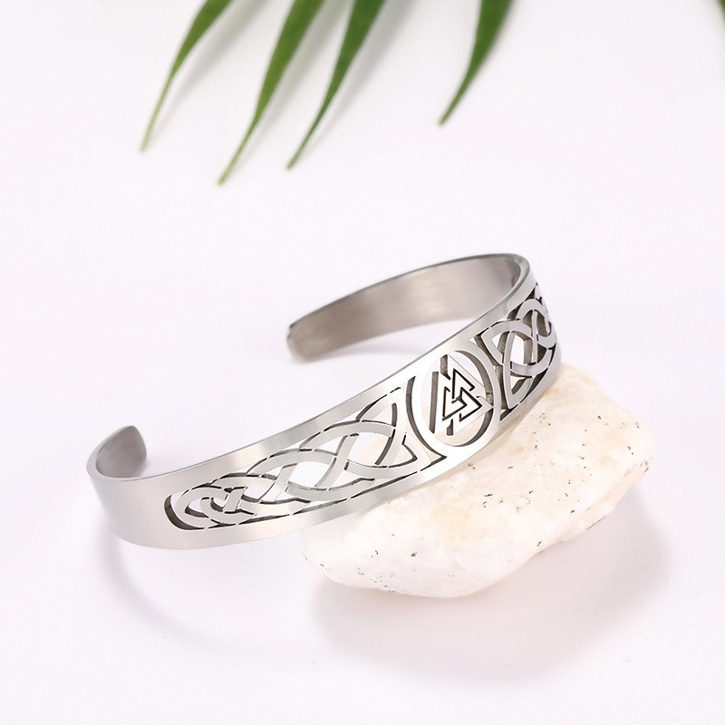 Bracelet acier Asgard symbole Valknut celtique