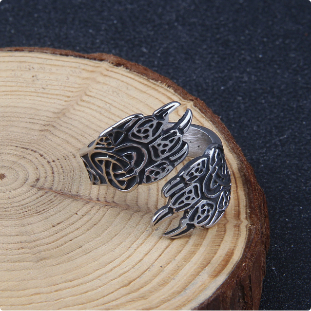 Asgard Bague griffe ours acier inox ajustable