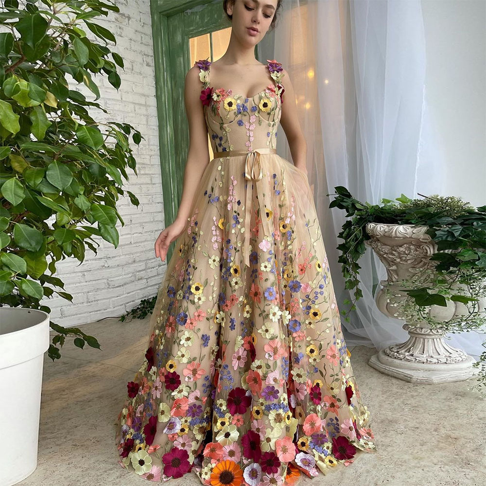 Sevintage robe bal fleurs 3D sweetheart