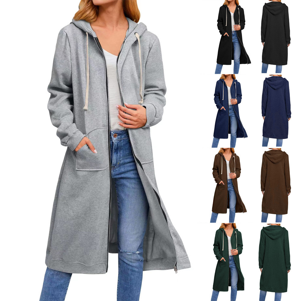 Cardigan long fermeture éclair automne hiver femme