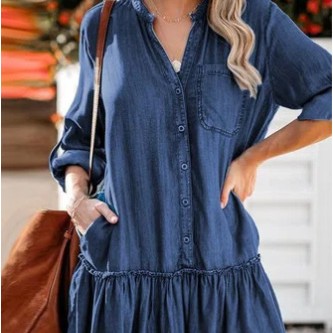 Jupe Denim Ample Panneau Décolleté V