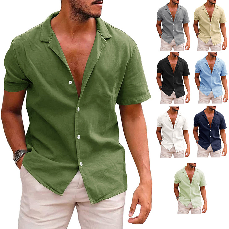 Chemise plage boutons manches courtes homme