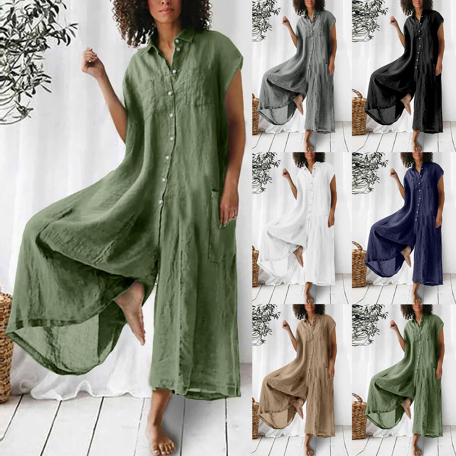 Combinaison femme longueur mi-longue ample manches longues