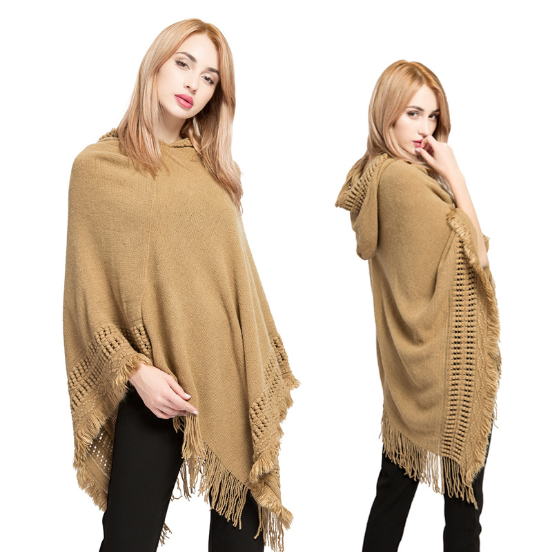 Châle en faux cachemire avec pompon femme
