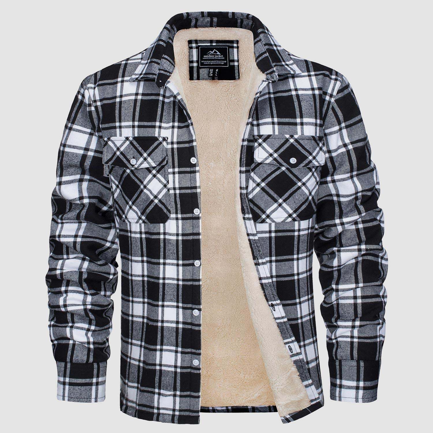 Veste homme carreaux doublure polaire manches longues
